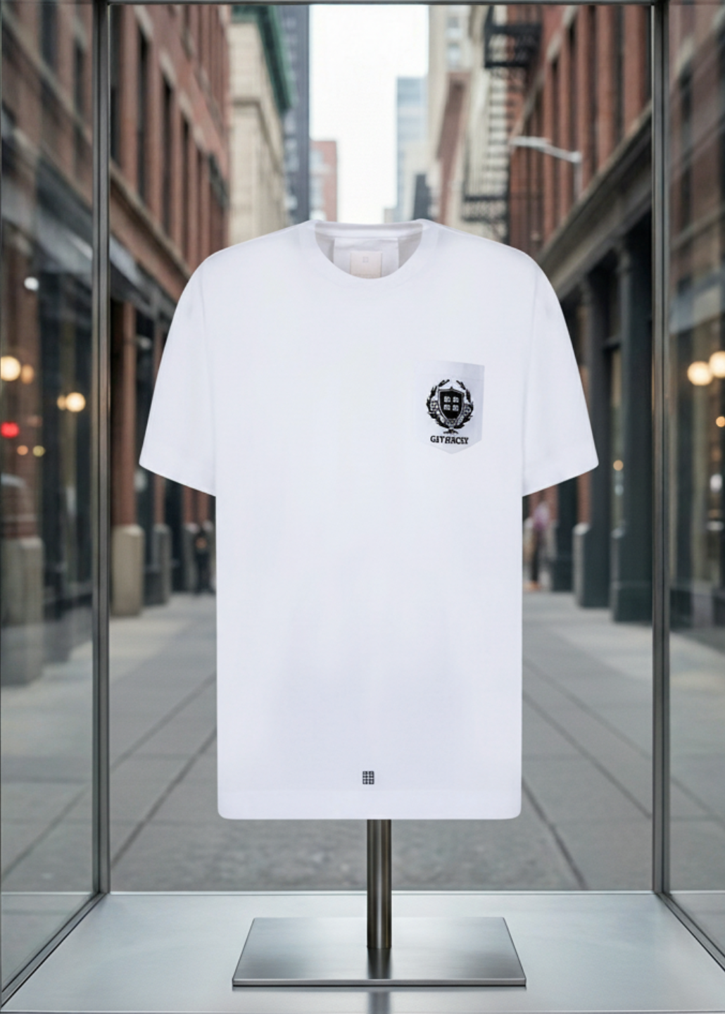 T-shirt blanc Givenchy à col imprimé logo.