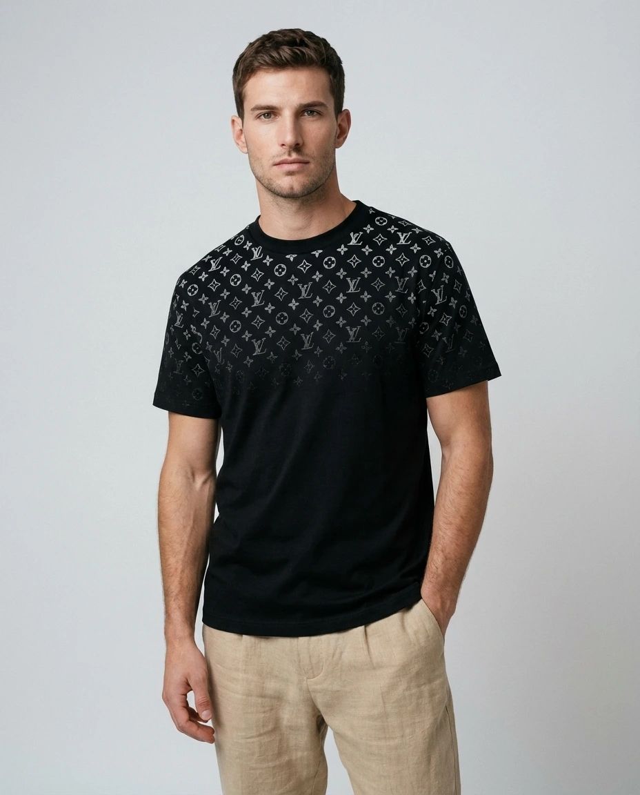 T-shirt Louis Vuitton en coton dégradé noir