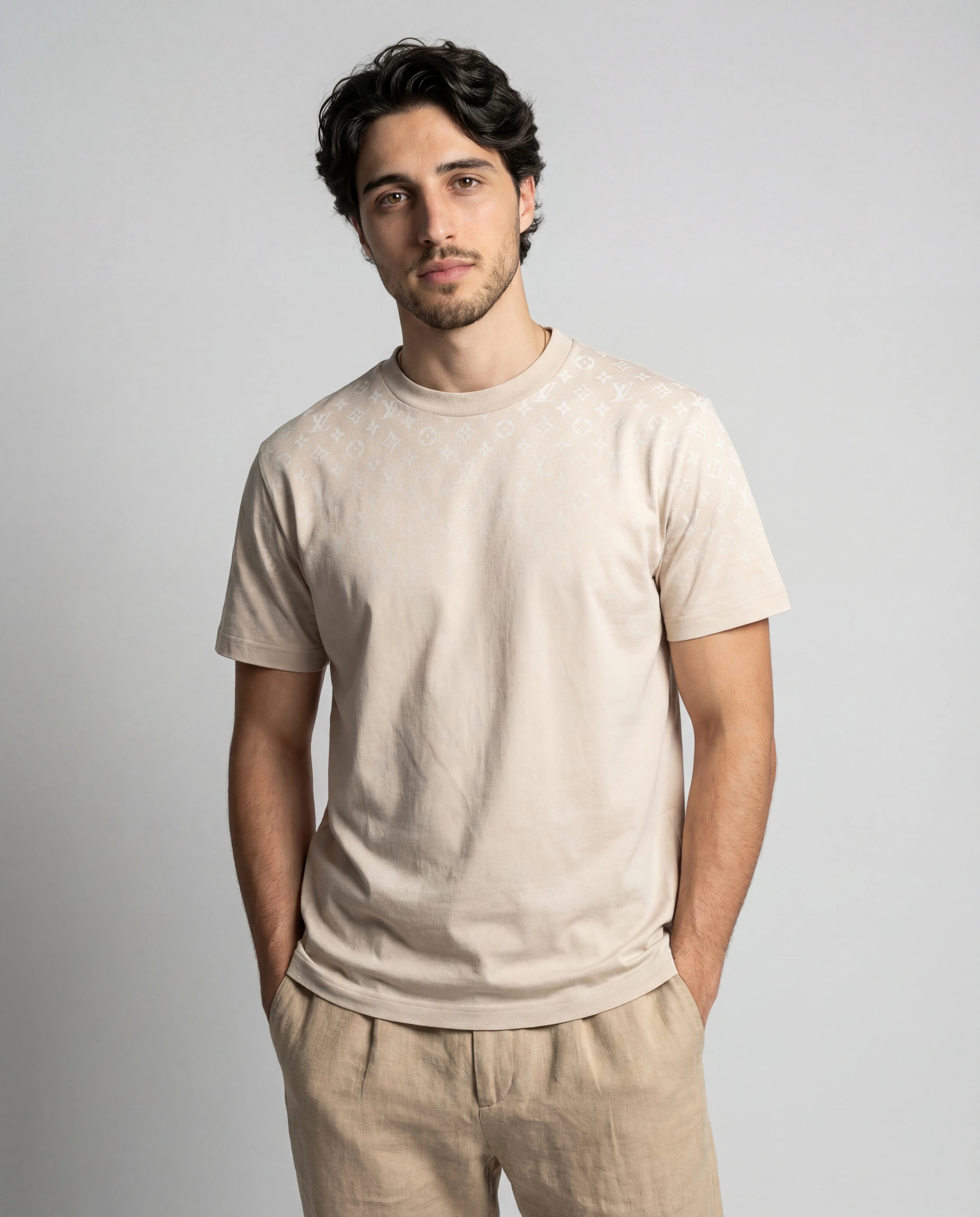 T-shirt Louis Vuitton en coton dégradé beige