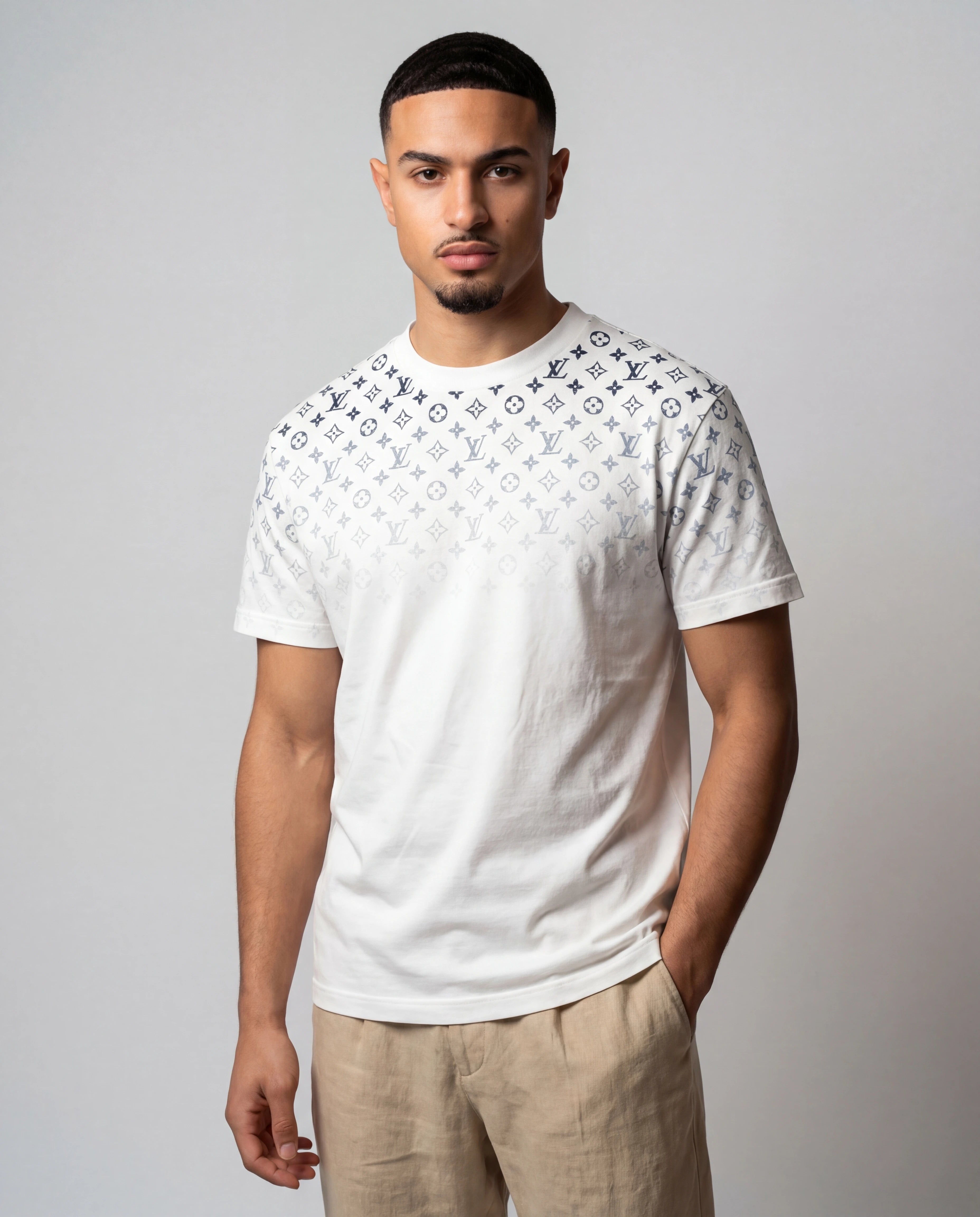 T-shirt Louis Vuitton en coton dégradé blanc