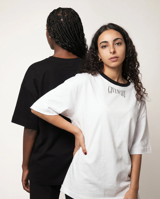 T-shirt blanc Givenchy à col imprimé logo.