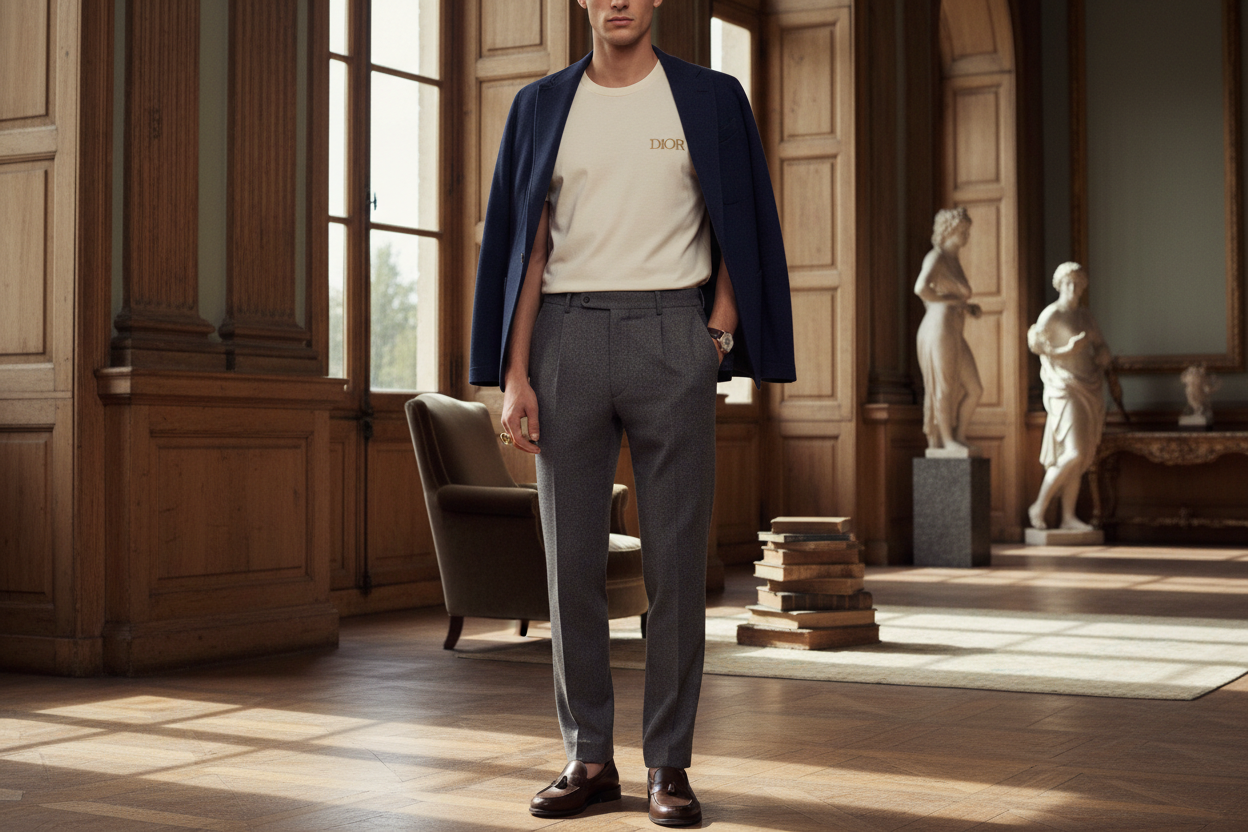 La mode de luxe ralentit — et c'est précisément pourquoi les t-shirts envahissent la mode masculine.