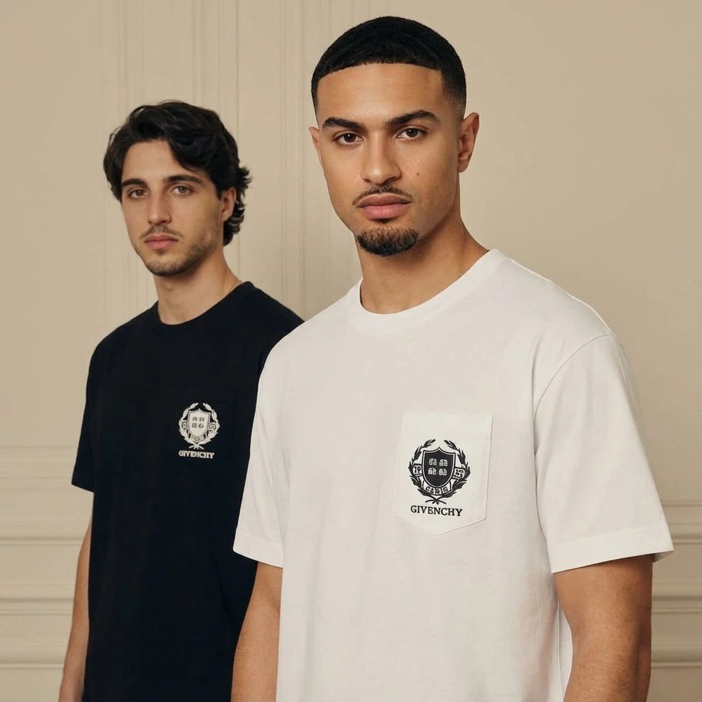 T-shirt blanc Givenchy à col imprimé logo.