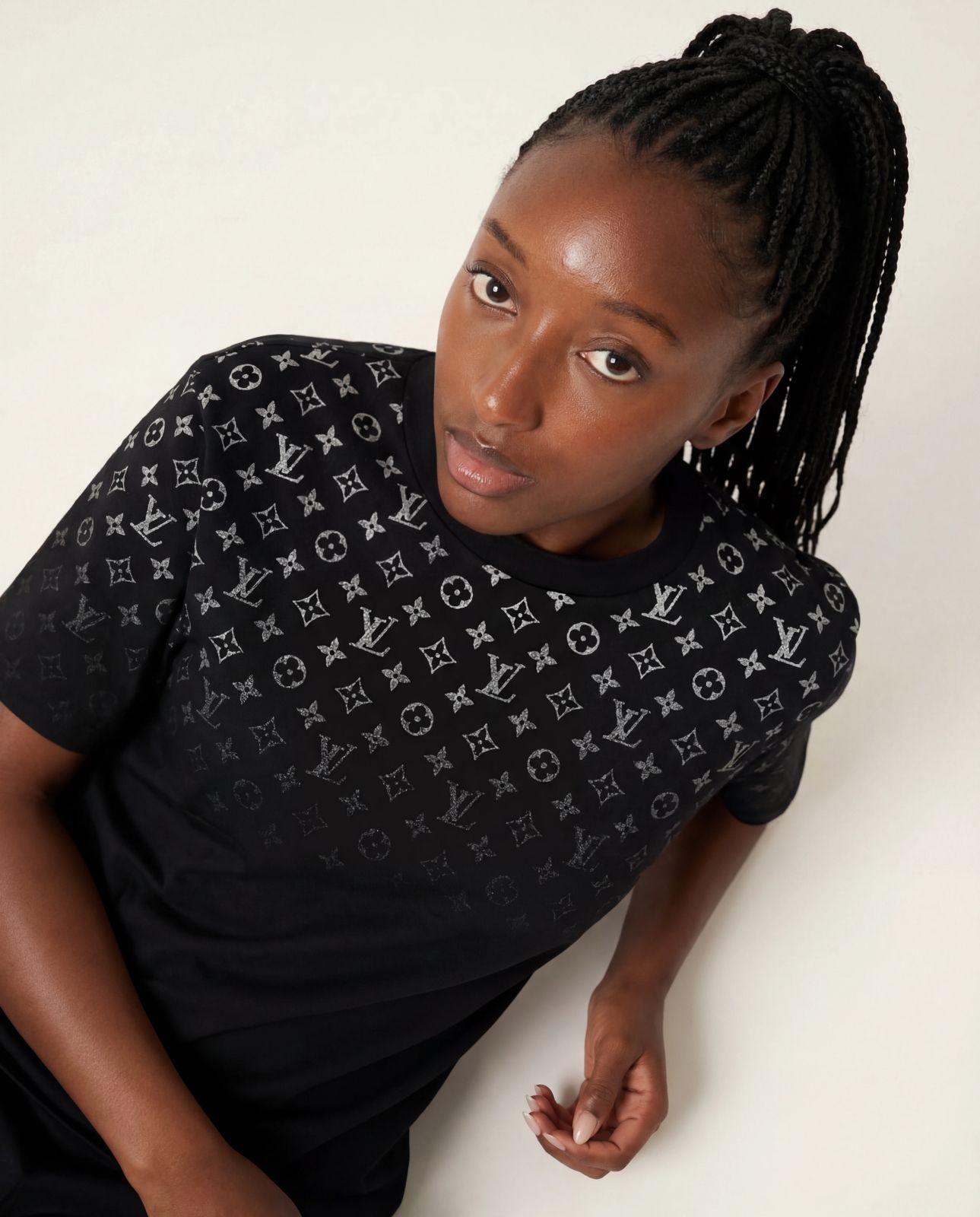 T-shirt Louis Vuitton en coton dégradé noir