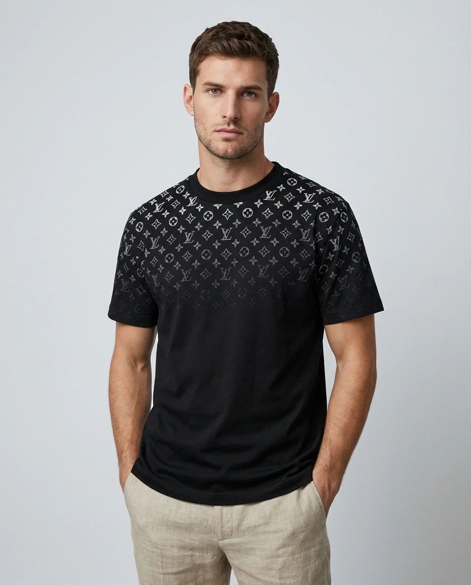 T-shirt Louis Vuitton en coton dégradé noir