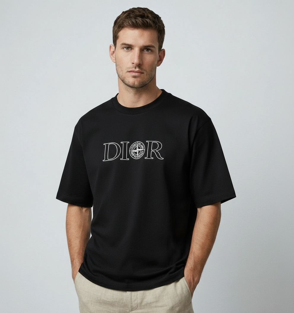 T-shirt oversize Dior et Stone Island noir 