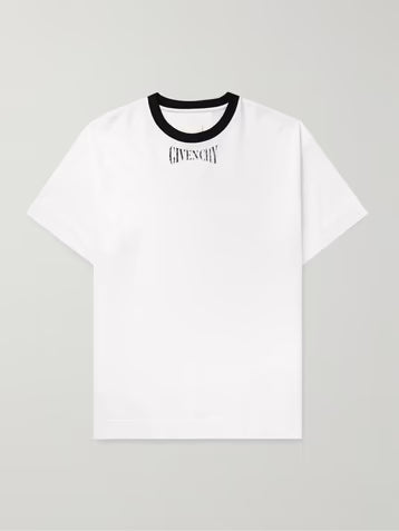 T-shirt blanc Givenchy à col imprimé logo.